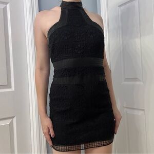 Alexis Dress Mini Black Lace Halter Cocktail Party Sexy Robin Size Extra Small